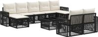 vidaXL Banc de jardin 10 pièces noir et crème polyrotin