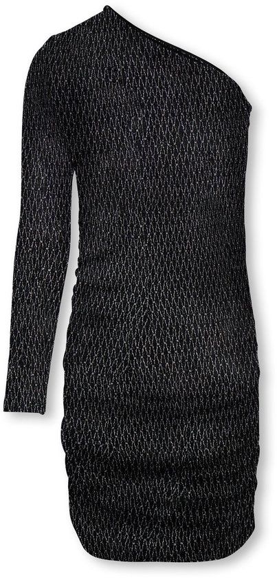 ONLY KIDS ONLY KOGQUEEN Midi-jurk met lange mouwen, off-shoulder, glitter, zwart/zilver, maat 134/140