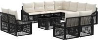 vidaXL Tuinbank Set 12 st Zwart en Crème Wit Polyrattan