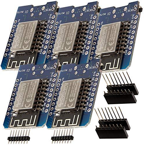 AZ Delivery 5 x D1 Mini NodeMcu met ESP8266-12F WLAN-Module CH340G Lua compatibel met Arduino Inclusief E-Book!