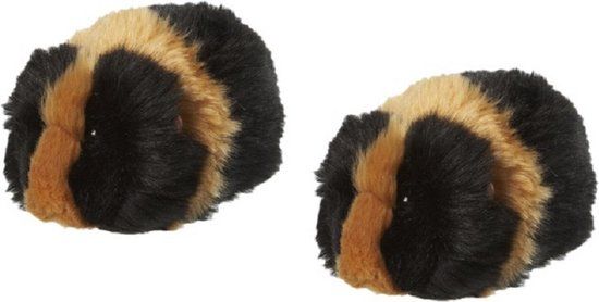 Nature Planet Pluche Knuffel Cavia - 13 cm - Zwart/Bruin - 2 Stuks