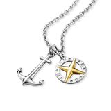 Save Brave Herren Ankerkette mit Anhängern aus Edelstahl in silber und gold - Länge: 50 cm + 10 cm verlängerbar - inkl. Schmuckverpackung