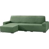 ECOMMERC3 Chaise Longue-bankovertrek, kort hoekdeel links, elastisch, jacquard, chaise longue, groen, universele pasvorm, schuimrubber en antislip elastieken