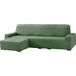 ECOMMERC3 Chaise Longue-bankovertrek, kort hoekdeel links, elastisch, jacquard, chaise longue, groen, universele pasvorm, schuimrubber en antislip elastieken
