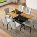 OKWISH Ensemble de salle à manger 160 cm - Table de salle à manger rectangulaire avec étagère de rangement et 4 chaises - MDF Métal PU - Marron Noir Gris clair
