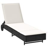 VidaXL Lounge Tuinstoel Gecapitonneerde Zitting Polyrattan, Staal Crème, Wit