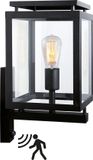 KS Verlichting De Vecht wandlamp zwart bewegingssensor E27 modern vierkant aluminium