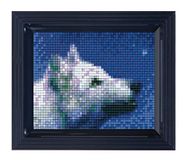 Pixel P31302 Mozaïek geschenkverpakking wolf, pixel afbeelding met kader, zeer eenvoudig insteeksysteem, geen strijken of lijmen, steentjes van bio-plastic