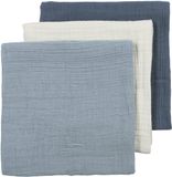 Meyco Baby Uni Pre-washed Hydrofiele doeken - Natural/Jeans Blue/Indigo - 70x70cm - 3-pack
