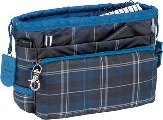 Tasorganizer vip tartan blue - blauw - nylon