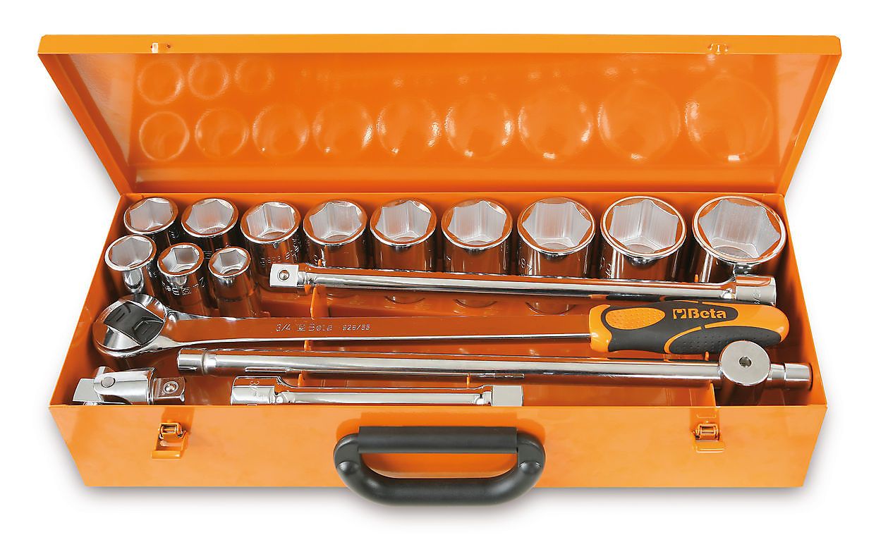 Beta 928A/C12 Dopsleutelset 3/4" 6-kant Metrisch 22-55 mm 17-Delig