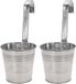 Pro Garden Set van 3x stuks bloempotten/plantenbakken zinken emmertjes met ophanghaak 21 x 13 x 29 cm - Balkon/schutting plantenpot