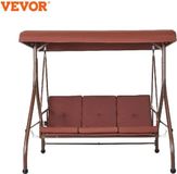 Merkloos Vevor 3-zits Patio Schommelbank - Bruin - Aluminium - Stof - 185 cm breed