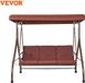 Merkloos Vevor 3-zits Patio Schommelbank - Bruin - Aluminium - Stof - 185 cm breed