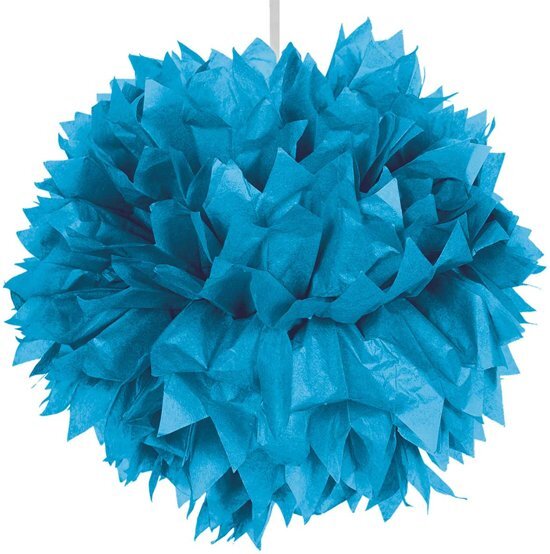 Folat Pompom Azuur Blauw 30 cm per stuk