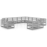 vidaXL 13-delige Loungeset Massief Grenenhout Grijs