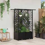 Maison Exclusive - Jardinière surélevée avec treillis et toit, couleur noire, dimensions : 124 x 40 x 136 cm, en plastique PP
