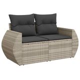 vidaXL 5-delige Loungeset met kussens, polyrattan, lichtgrijs