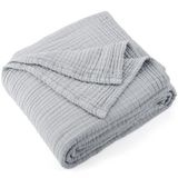 Carriediosa 100% Katoenen Mousseline Gooi Deken 70" X 80" Twin Size, 4-lagen Zomer Gaas Plaids voor Bed Bank, Zachte Lichtgewicht Ademende Linnen Dekens Sprei voor Volwassenen Het hele seizoen, Grijs