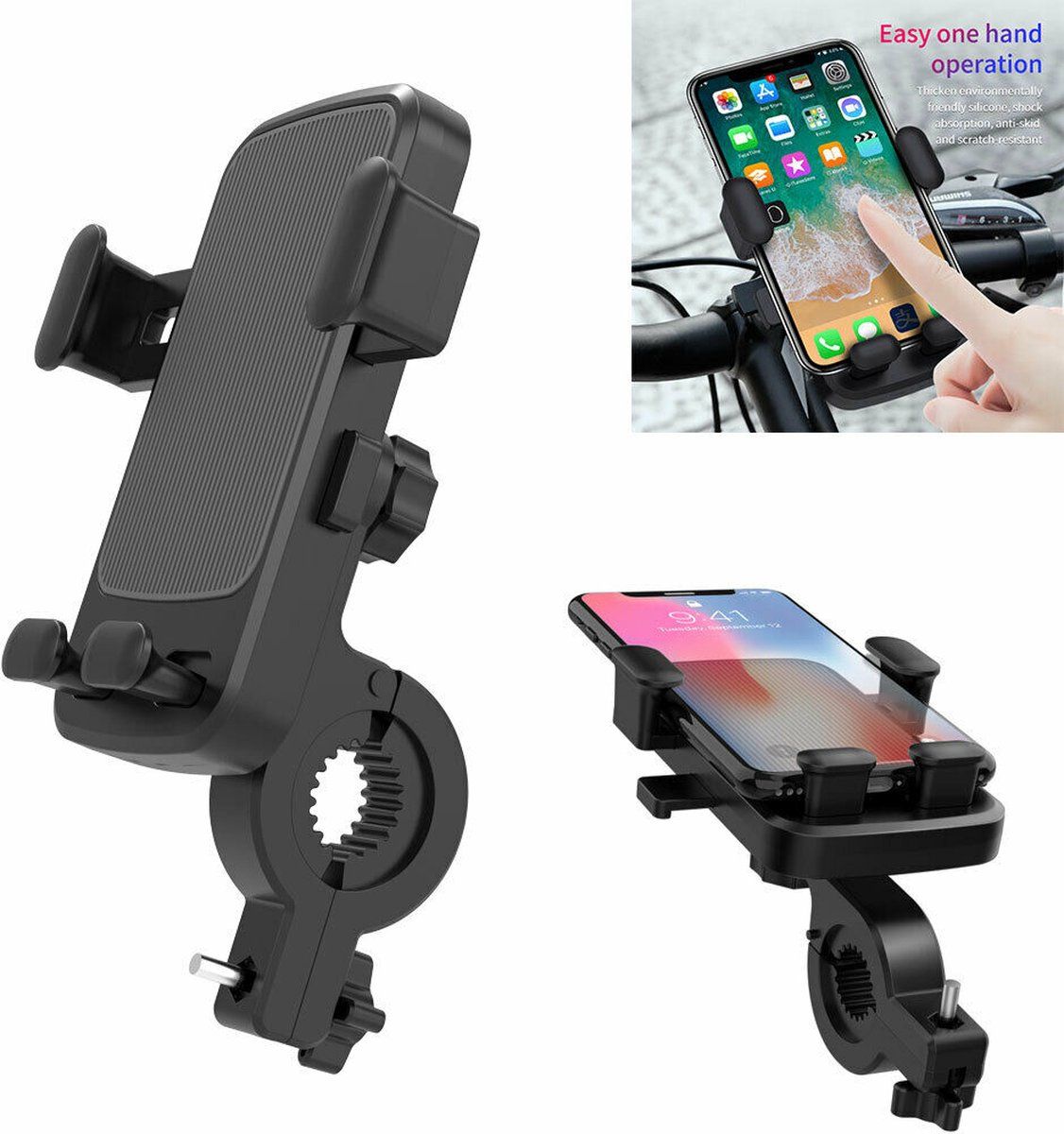 Opline Fiets Telefoon Mount LB-505 - 360° Rotatie - Zwart - ABS - Universeel