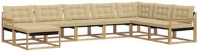 vidaXL Loungebank 8 zitplaatsen Wit en Beige Massief Acacia Hout