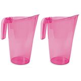Hega Hogar Waterkan - 2x stuks - sapkan - rose - inhoud 1.75 liter - plastique - karaf - pitcher