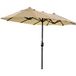 Angel Living Parasol de jardin double 297 × 153 cm, beige – UPF 50+, forme ovale, manivelle