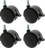 AMIG meubelwiel/zwenkwiel met rem - 4x - D50mm - M8 schroefbevestiging - 50kg - zwart