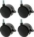 AMIG meubelwiel/zwenkwiel met rem - 4x - D50mm - M8 schroefbevestiging - 50kg - zwart
