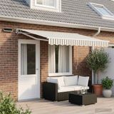 Maison Exclusive - Pare-soleil électrique, 4 x 3,5 mètres, rayé gris clair et blanc