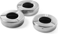 HENDI Asbak met deksel – roestvrij staal – set van 3 – compact ontwerp – Ø90x(H)28mm