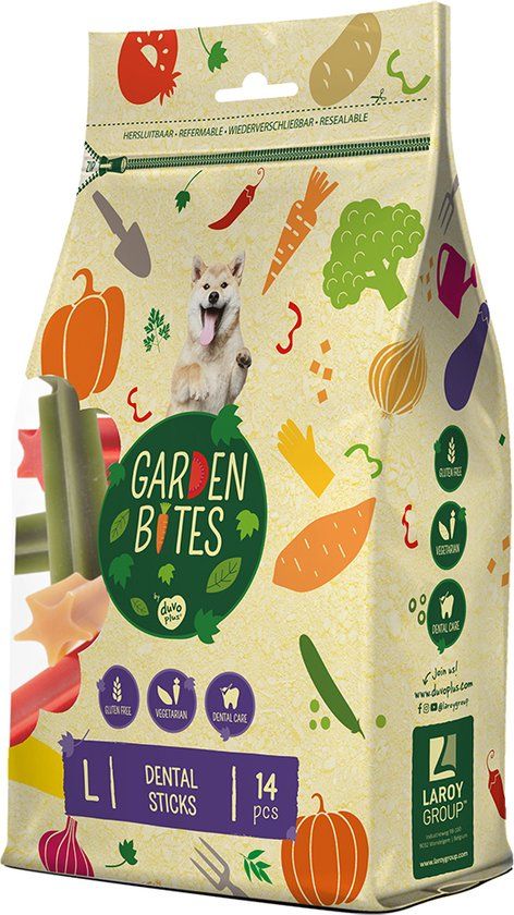 Garden Bites Dental Sticks Hondensnack Glutenvrij - L - 14 stuks