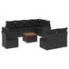 vidaXL 9-delige Loungeset met kussens, polyrattan, zwart
