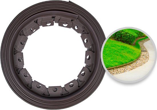 Borderrand bruin - 10 meter - Hoogte 4cm - Met 20 grondpennen