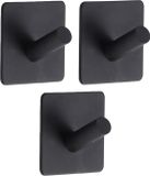 Tendance Plakhaakje vierkant - 3x stuks - 5 x 3 x 5 cm - Zelfklevende ophang haakjes - Metaal - zwart