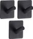 Tendance Plakhaakje vierkant - 3x stuks - 5 x 3 x 5 cm - Zelfklevende ophang haakjes - Metaal - zwart