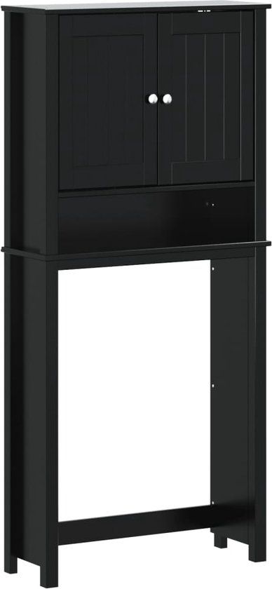vidaXL Wasmachinekast - BERG - 76x27x164,5 cm - Massief Hout - Zwart