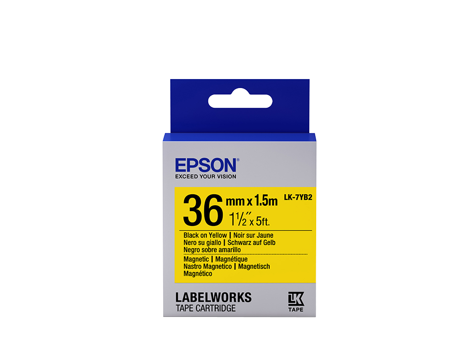 Epson Label Cartridge Magnetic LK-7YB2, zwart/geel 36 mm (1,5 m)