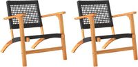 vidaXL Tuinstoelen 2 stuks polyratten en acaciahout zwart