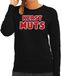 Bellatio Decorations foute kersttrui/sweater voor dames - kerst muts - zwart - kerstmuts -feestdagen XS