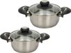 Excellent Houseware Set de casseroles - 2x - couvercle en verre - Inox - 1,4 et 2,7 litre