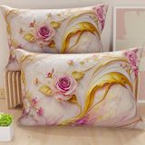 PETTI Artigiani Italiani - Paar kussenslopen 50 x 70 cm van microvezel, decoratief kussen voor slaapkamer, bank, woonkamer, set van 2 kussenslopen, bloemenpatroon 06/6, 100% Made in Italy
