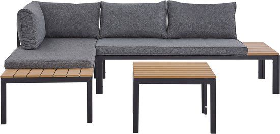 Beliani PIENZA - Loungeset voor 4 - Zwart - Kunsthout