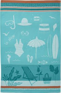 Coucke - A la plage - Theedoek van katoenen jacquard met print 50 x 75 cm