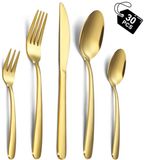Unyqoos® 30-delige bestekset, doré – élégante roestvrijstalen bestekset voor 6 personen, inclusief messen, vorken, lepels, theelepels en taartvorken