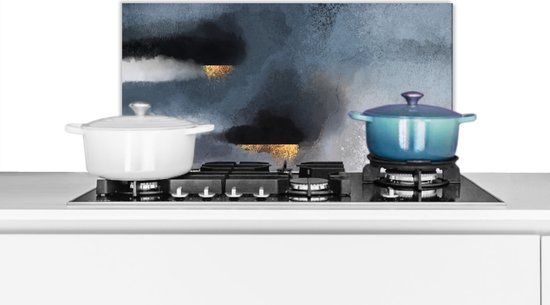 KitchenYeah Spatscherm keuken - Wolken - Abstract - Design - Goud - 70x30 cm - Aluminium