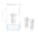 Wessper Waterfilterkan Glas 3L Crystaline, set Waterkan en 2 Filters AQUA CLASSIC, Waterkaraf voor Drinkwater Compatibel met Brita Classic, Dafi - Wit