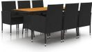 vidaXL 7-delige Tuinset Poly Rattan Zwart