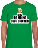 Bellatio Decorations Niks ho ho ho bier doordrinken fout Kerst t-shirt - groen - heren - Kerst t-shirt / Kerst outfit L