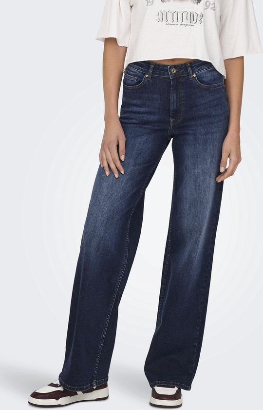 ONLY - ONLMADISON BLUSH HW WIDE DNM REA081 NOOS - Dames - Jeans - W32 X L32 - Dark Blue Denim